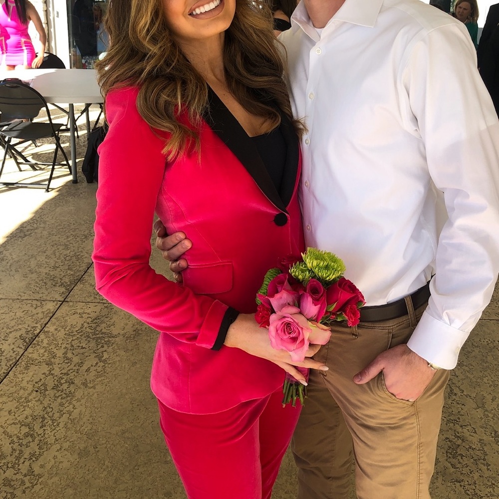 Alice and Olivia Pink NWT Pink Velvet Blazer Set